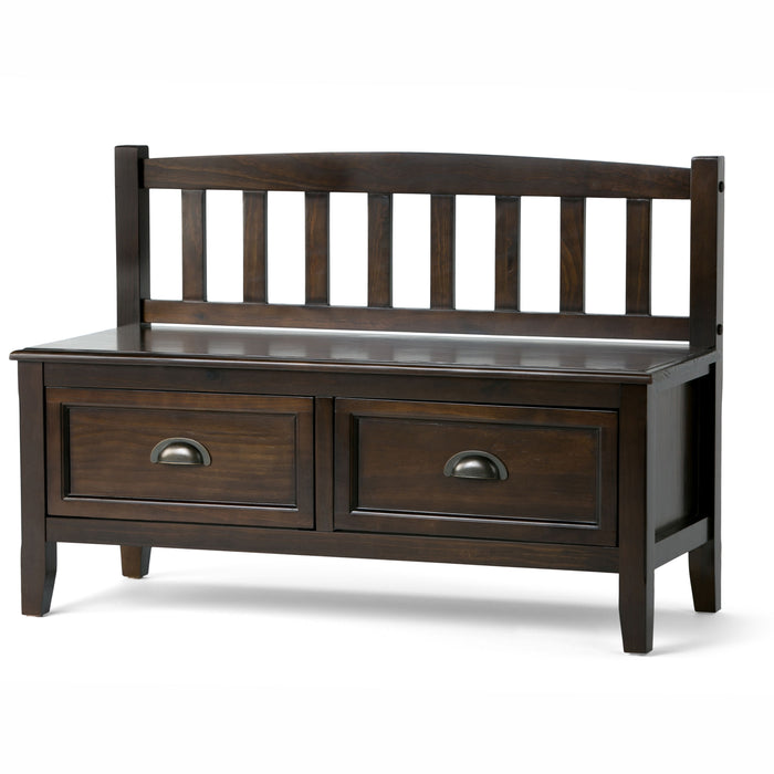Burlington - Entryway Storage Bench With Drawers - Mahogany Brown