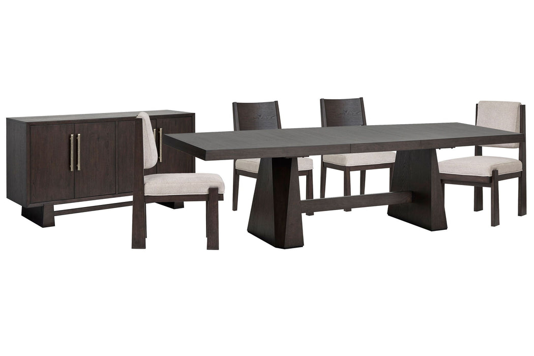 Tauren - 6 Piece Extendable Double Pedestal Dining Table Set Magnussen Furniture