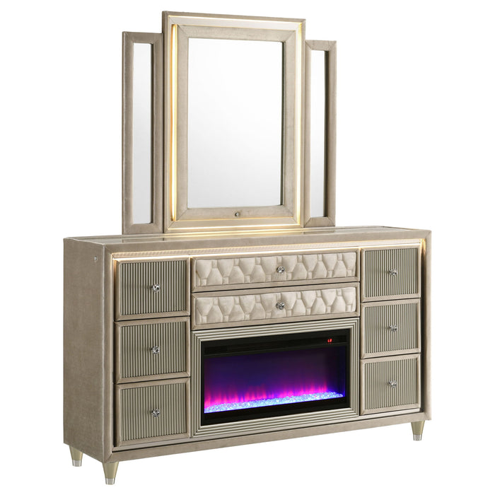Mika - 8 Drawer LED Dresser And Mirror Set - Ivory Furniture Max
