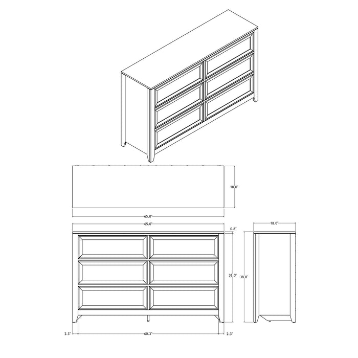 Melissa - Dresser With 6 Drawers Global Furniture USA