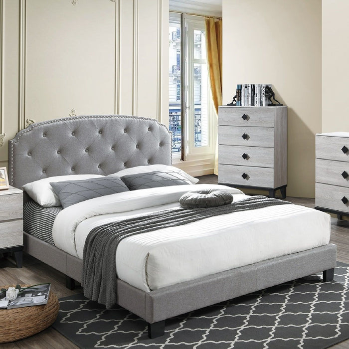 Button Tufted Bed With Nailhead Trim Home Essentials