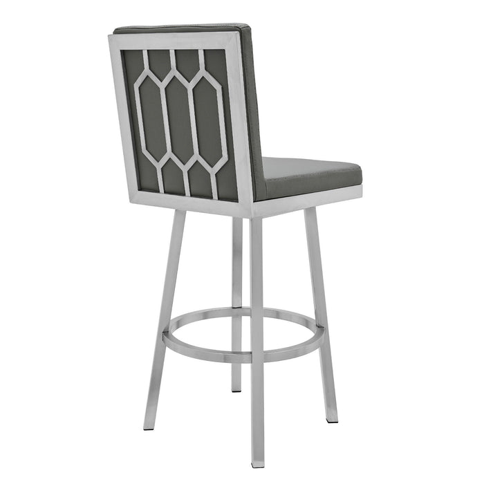 Faux Leather And Iron Swivel Bar Height Chair 44" - Gray