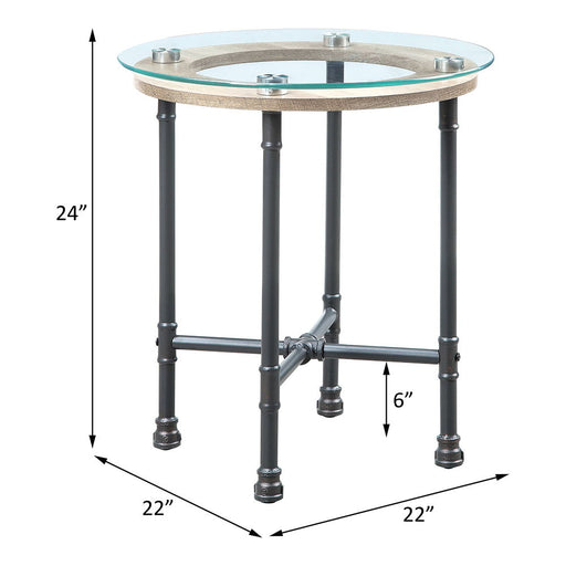 Brantley - End Table - Clear Glass & Sandy Gray ACME