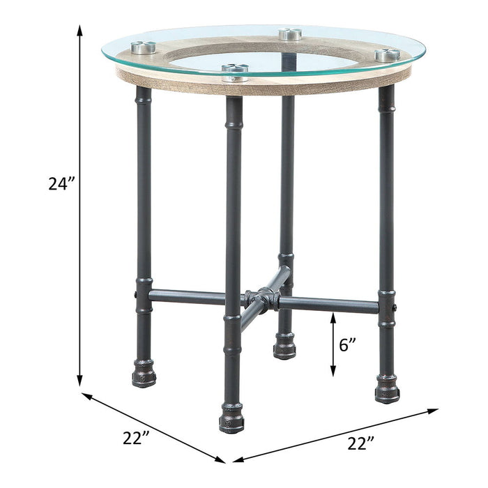 Brantley - End Table - Clear Glass & Sandy Gray ACME