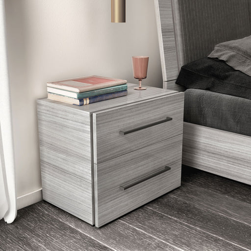 Mia - Nightstand With Handles - White / Gray / Silver Status Italy