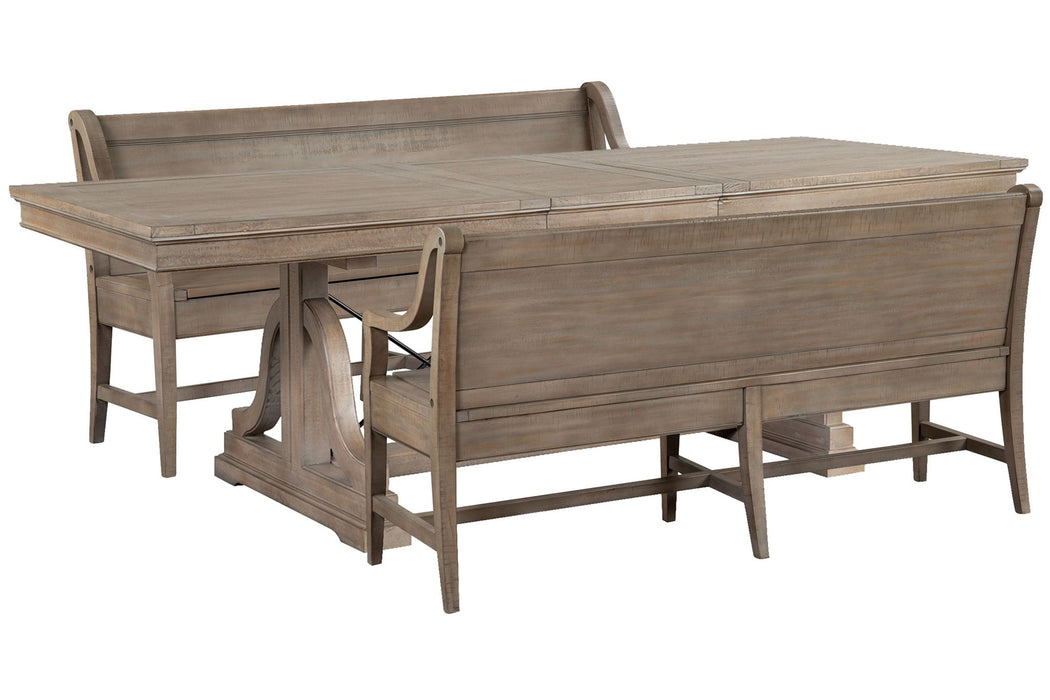Paxton Place - Extendable Trestle Dining Table Set Magnussen Furniture