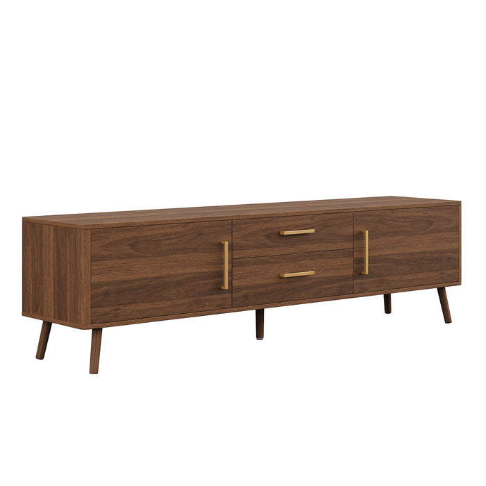 70" TV Stand With Storage Drawers And Cabinets For TVs Up To 80" - Walnut Hearth and Haven