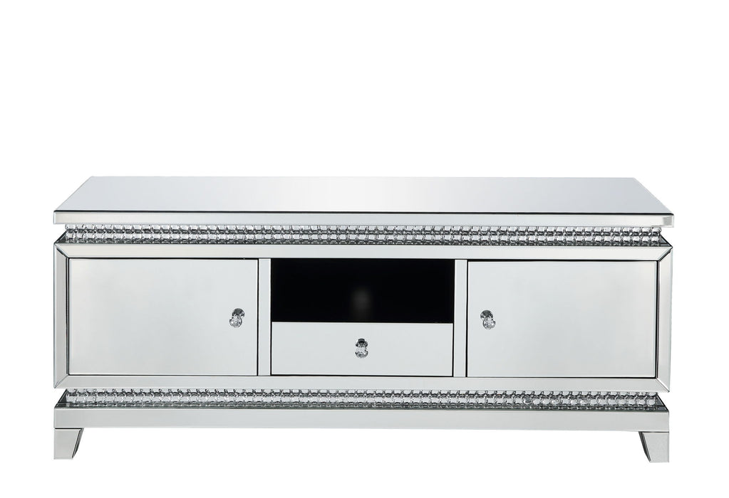Lotus - TV Stand - Mirrored, Faux Ice Cube Crystals