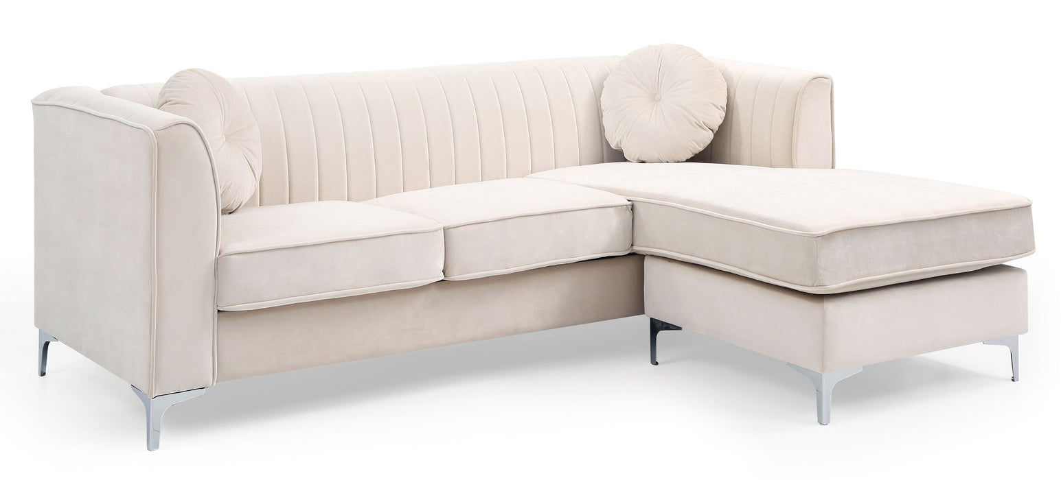 Glory Furniture Delray Sofa Chaise (3 Boxes), Ivory