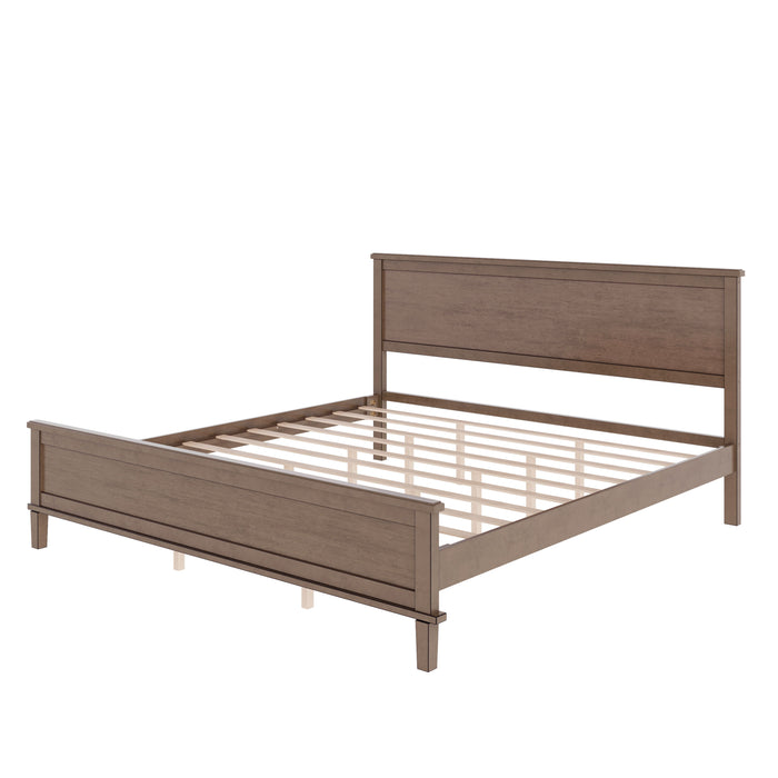 Mid-Century Platform Bed With Headboard And Slat Support, No Box Spring Needed