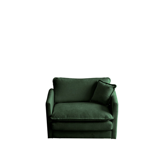 Comfy Deep Single Seat Sofa Upholstered Reading Armchair Living Room Chair Green Chenille Fabric And 1 Toss Pillow