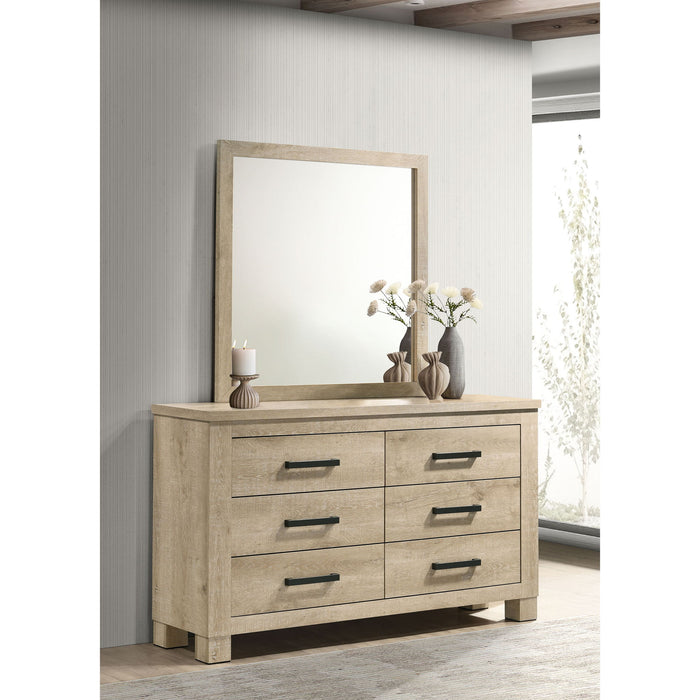 Sansome - 6 Drawer Dresser With Mirror - Oak Furniture Max
