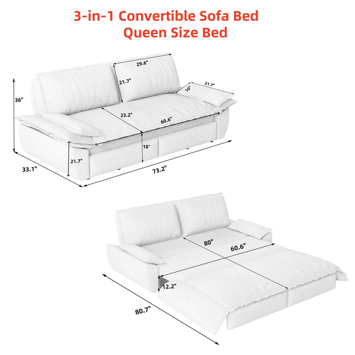 Queen Pull Out Bed, 3 In 1 Convertible Sleeper Sofa Home Essentials