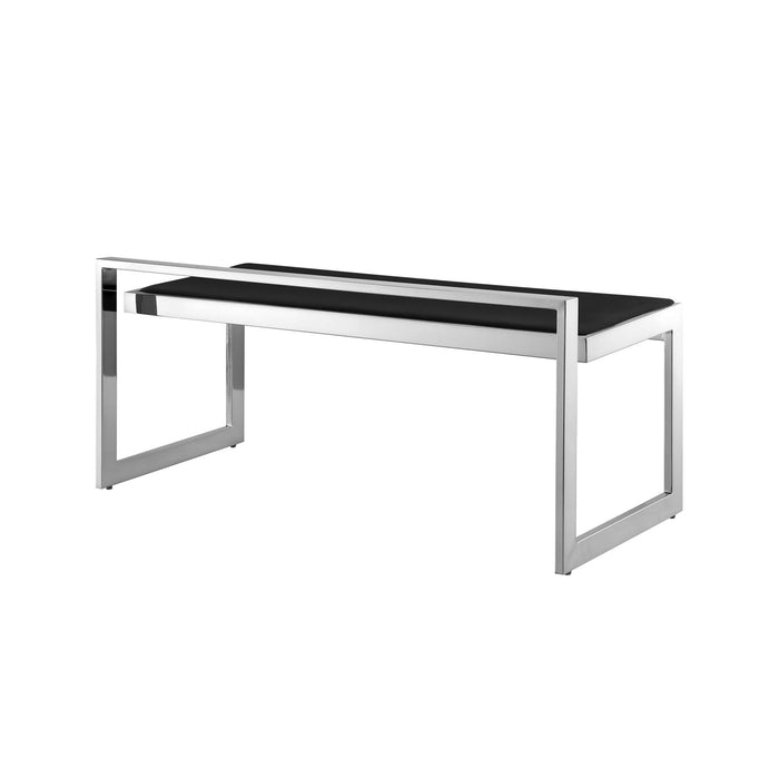 Velvet Upholstered Bench - Silver / Black