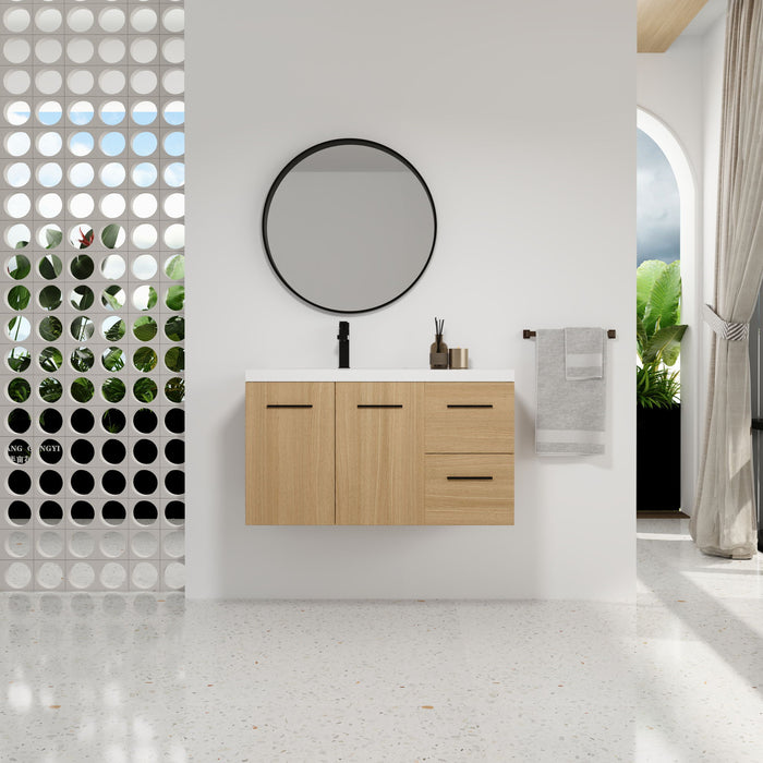 Wall Mounted Floating Bathroom Vanity With Sink, Door & Drawers Modular Cabinet Home Essentials