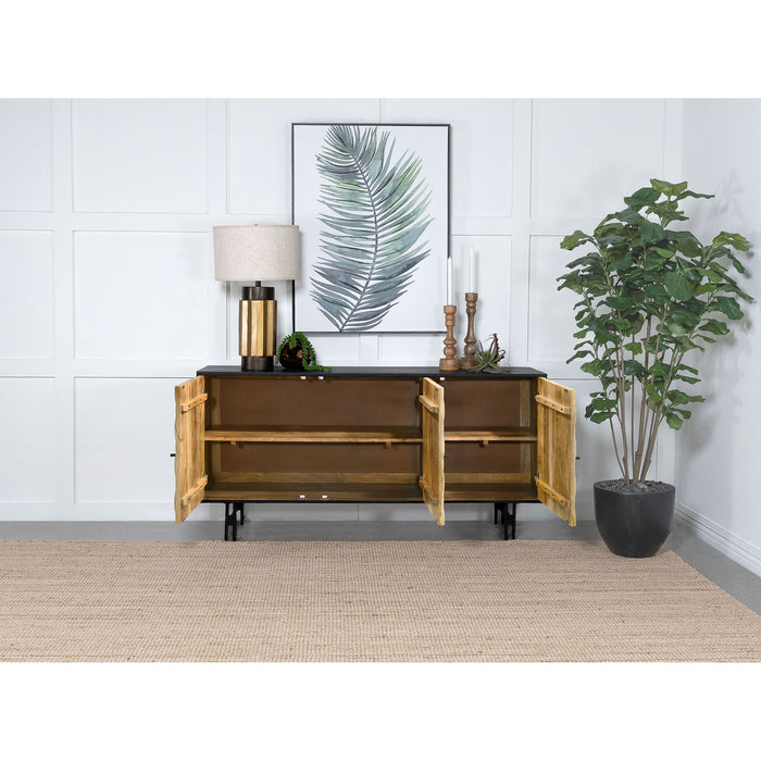 Madrid - 3 Door Accent Cabinet Doors - Natural / Black Furniture Max
