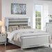 Modern Bed With LED Lights And Glass Panels, 2 Nightstands Home Essentials