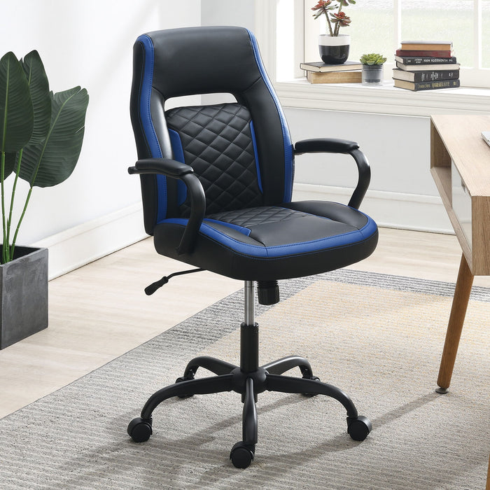 Ergonomic Office Chair With Armrests, Adjustable Design - Black / Blue Home Essentials