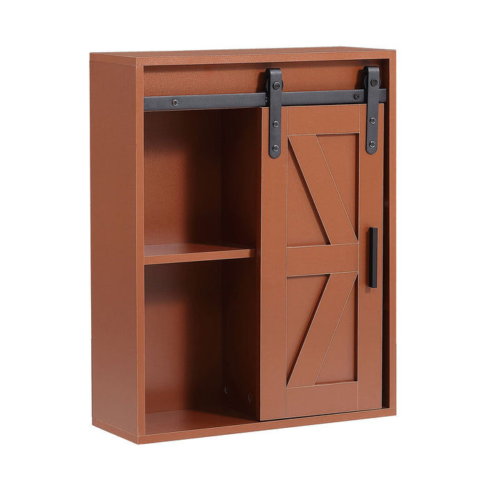 Wood Wall - Mounted Storage Cabinet, 5 - Layer Toilet Bathroom Storage Cabinet, Multifunctional Cabinet With Adjustable Door, Chocolate Brown
