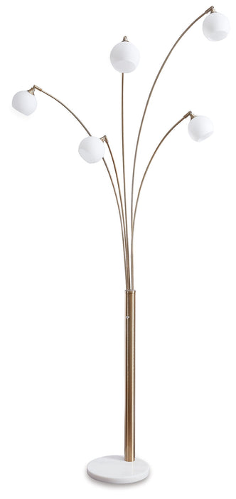 Taliya - Metal Arc Lamp  - Champagne / White Signature Design by Ashley®