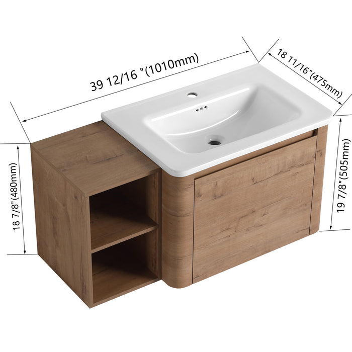 Wall Mounted Bathroom Vanity & Sink, Storage Shelves & Soft Close Door Home Essentials
