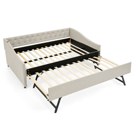 Upholstered Daybed With USB Charging & Pull Out Bed Home Essentials