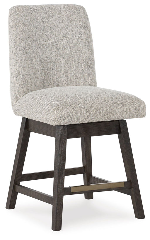 Burkhaus - Upholstered Swivel Barstool (Set of 2) - Beige / Dark Brown Signature Design by Ashley®