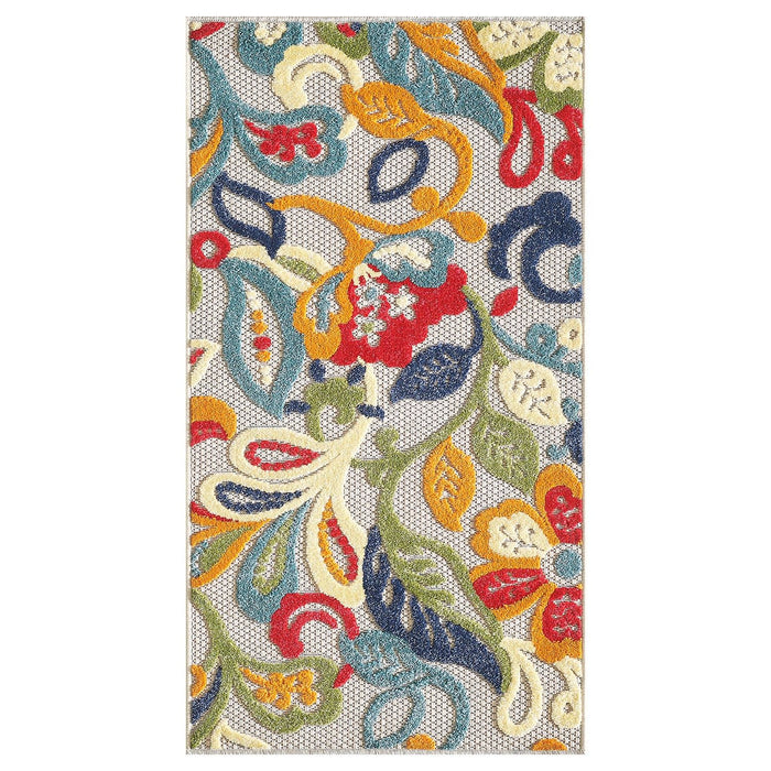 7’ X 9’ Jacobean Floral Indoor / Outdoor Area Rug - Multi