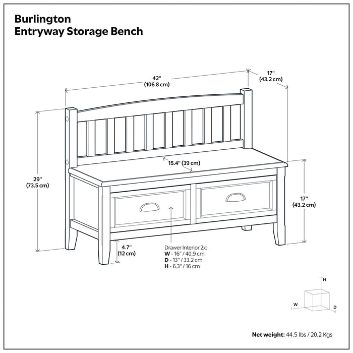 Burlington - Entryway Storage Bench With Drawers Simpli-Home