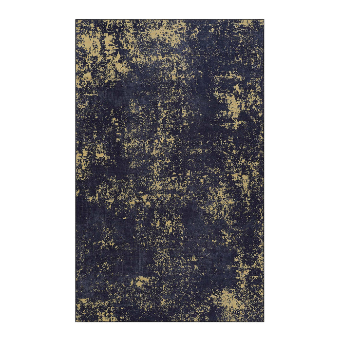 8' x 10' Area Rugs For Dining Room, Washable Rug, Low-Pile, Non-Slip, Non-Shedding, Foldable, Kid & Pet Friendly Area Rugs For Living Room, Bedroom, Kitchen, Dining Room Rug - Black / Gold