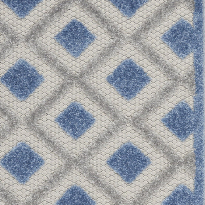 2' X 6' Gingham Non Skid Indoor / Outdoor Runner Rug - Blue / Gray