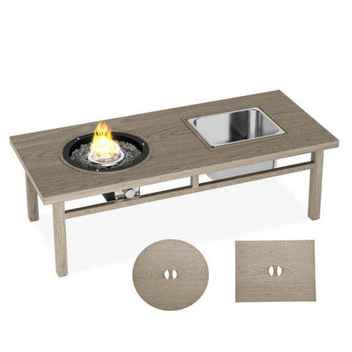 3 In 1 Outdoor Propane Fire Pit Table 50, 000 BTU With Ice Bucket - Beige Home Essentials