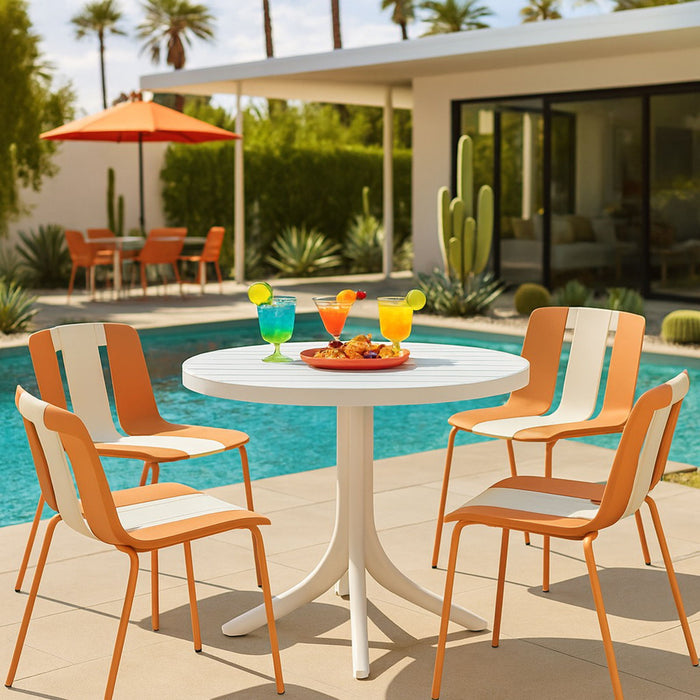 4 Piece Set Of Modern Striped Color Blocking Single Chairs With Round Table Home Essentials