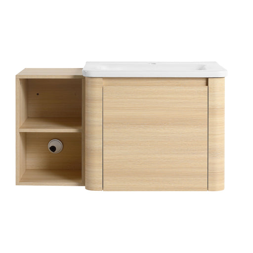 Wall Mounted Bathroom Vanity & Sink, Storage Shelves & Soft Close Door Home Essentials