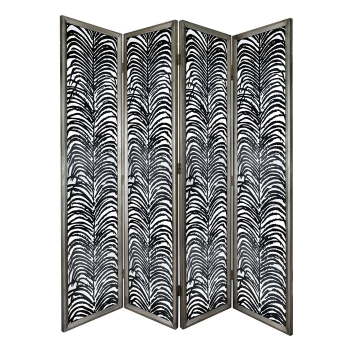 Room Divider, Herero 4 Panel Decorative Screen - Black