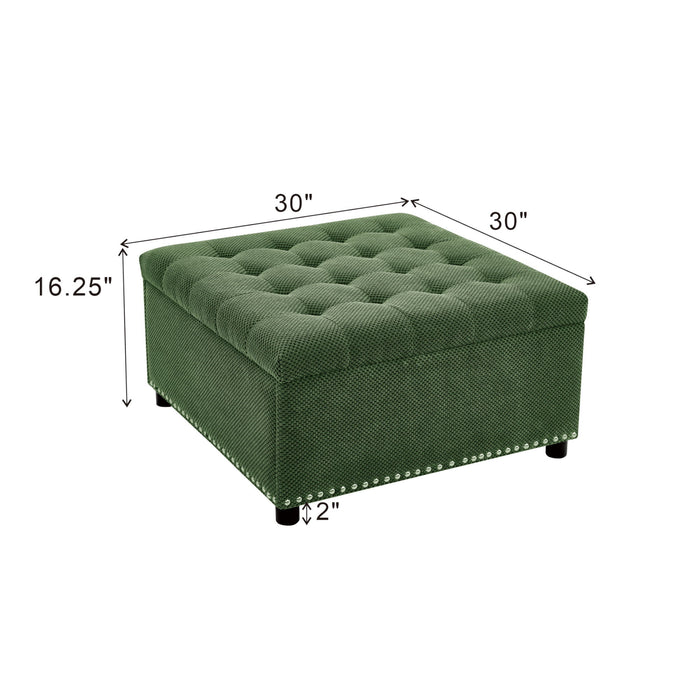 Square Tufted Storage Ottoman With Nailhead Trim Home Essentials