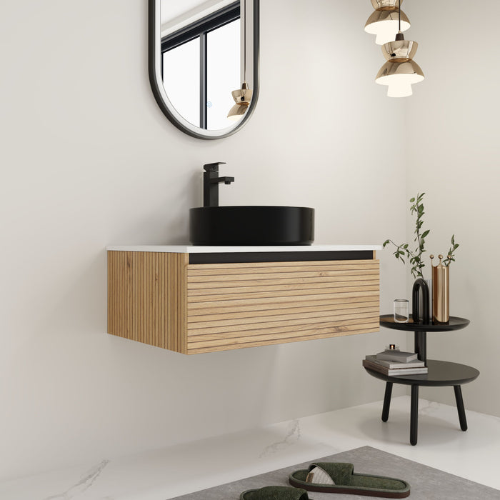 Wall Mounted Bathroom Vanity With Art Sink & 1 Soft Close Drawer Home Essentials