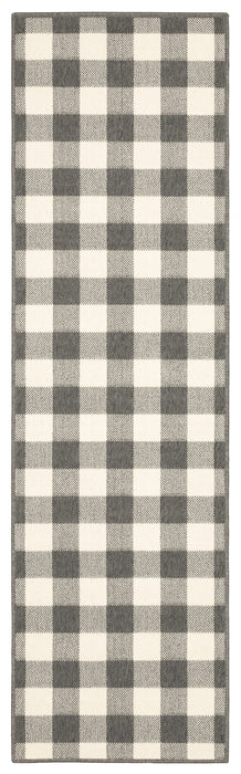 2' X 8' Indoor / Outdoor Area Rug - Gray / Ivory