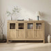 Buffet Cabinet With 4 Doors, Adjustable Shelves Handles - Natural Home Essentials
