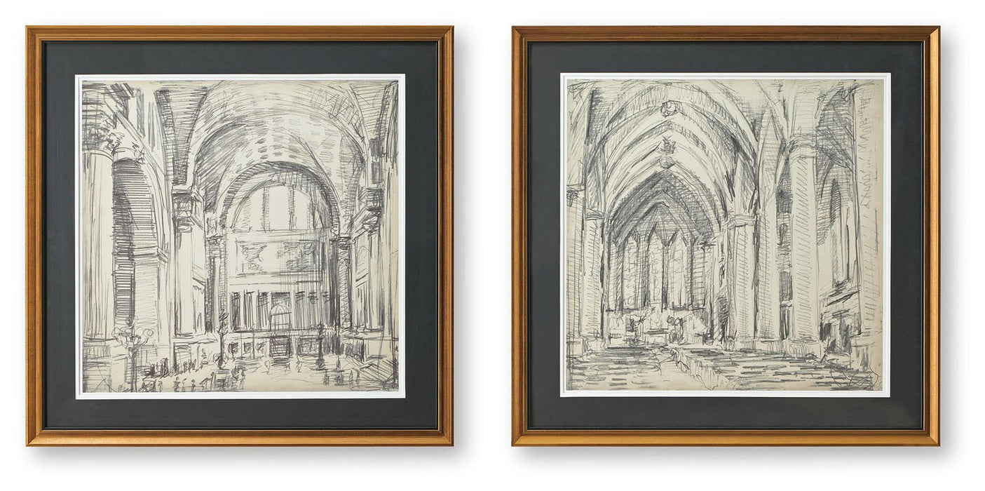 Downyard - Wall Art Set (Set of 2) - Black / Beige Signature Design by Ashley®