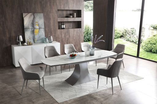 9035 - Marble Dining Table - White / Dark Gray Extravaganza Collection