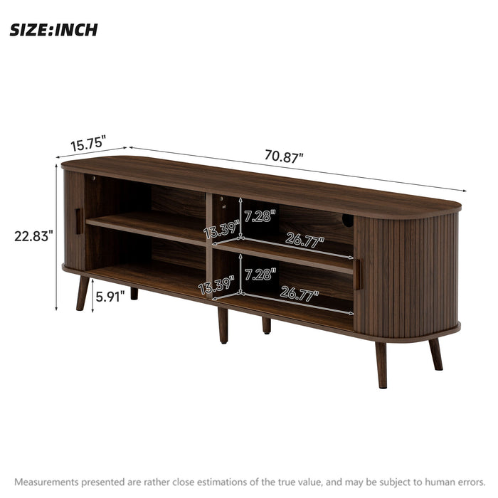 70" TV Stand, Media Center With Ample Storage - Dark Brown Hearth and Haven