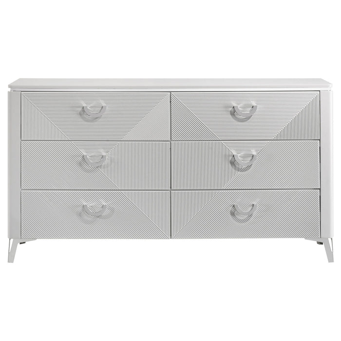 Buckley - 6 Drawer Dresser - Gloss White Furniture Max