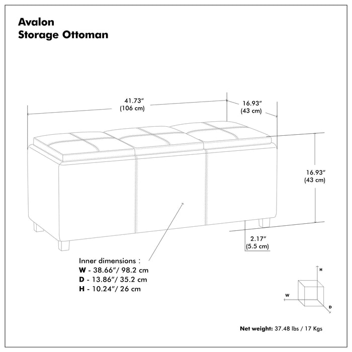 Avalon - Upholstered Storage Ottoman Simpli-Home