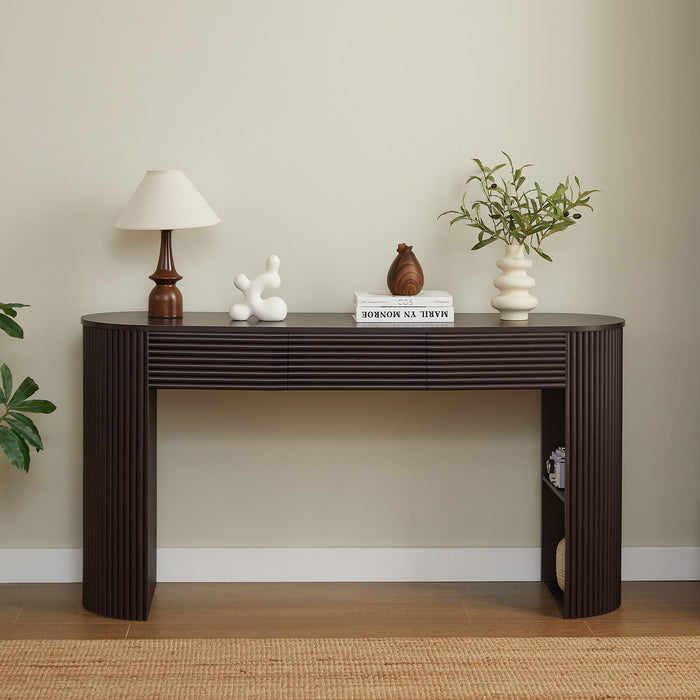 Retro Console Table With Storage, 3 Drawers Noble House