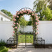 Metal Garden Arch With Gate Wide High Climbing Plants Support Rose Arch Outdoor - Black Daily Nest