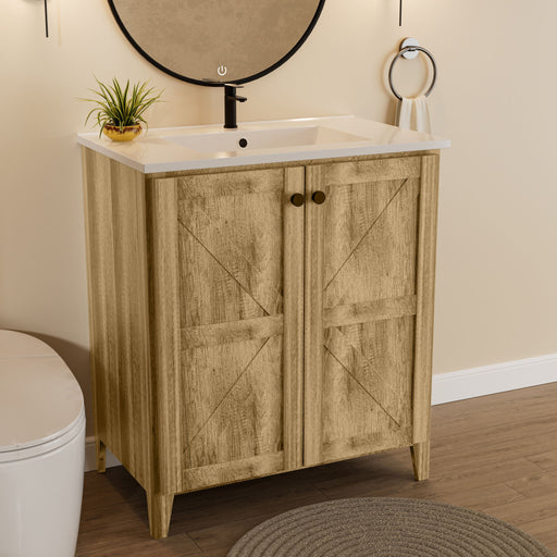 Folding Floor Cabinet With Sink - Antique Gray Home Essentials