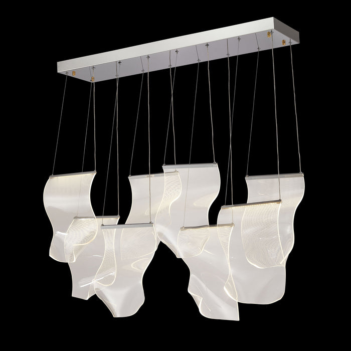 Michael Amini Lighting - Sheer Waves 8-Light Modern LED Chandelier - Chrome Michael Amini
