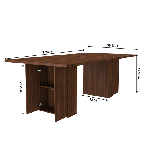 Rectangular Dining Table With Storage Base - Walnut Home Essentials