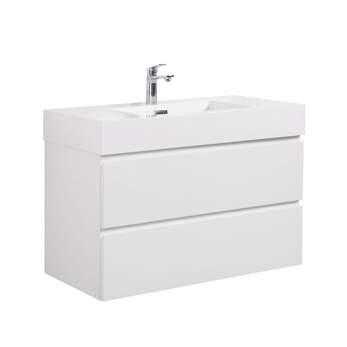 Alice - Bathroom Vanity With Large Storage, Sink Wall Mounted Floating Bathroom Vanity For Modern Bathroom, One-Piece Sink Basin Without Drain And Faucet Home Essentials